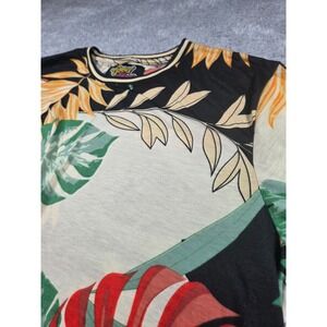 Good Vibes Mens Tropical Monstera Leaf Print T-Shirt Black Red Green Large